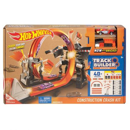 Hot Wheels Track Builder Construction Crash Playset